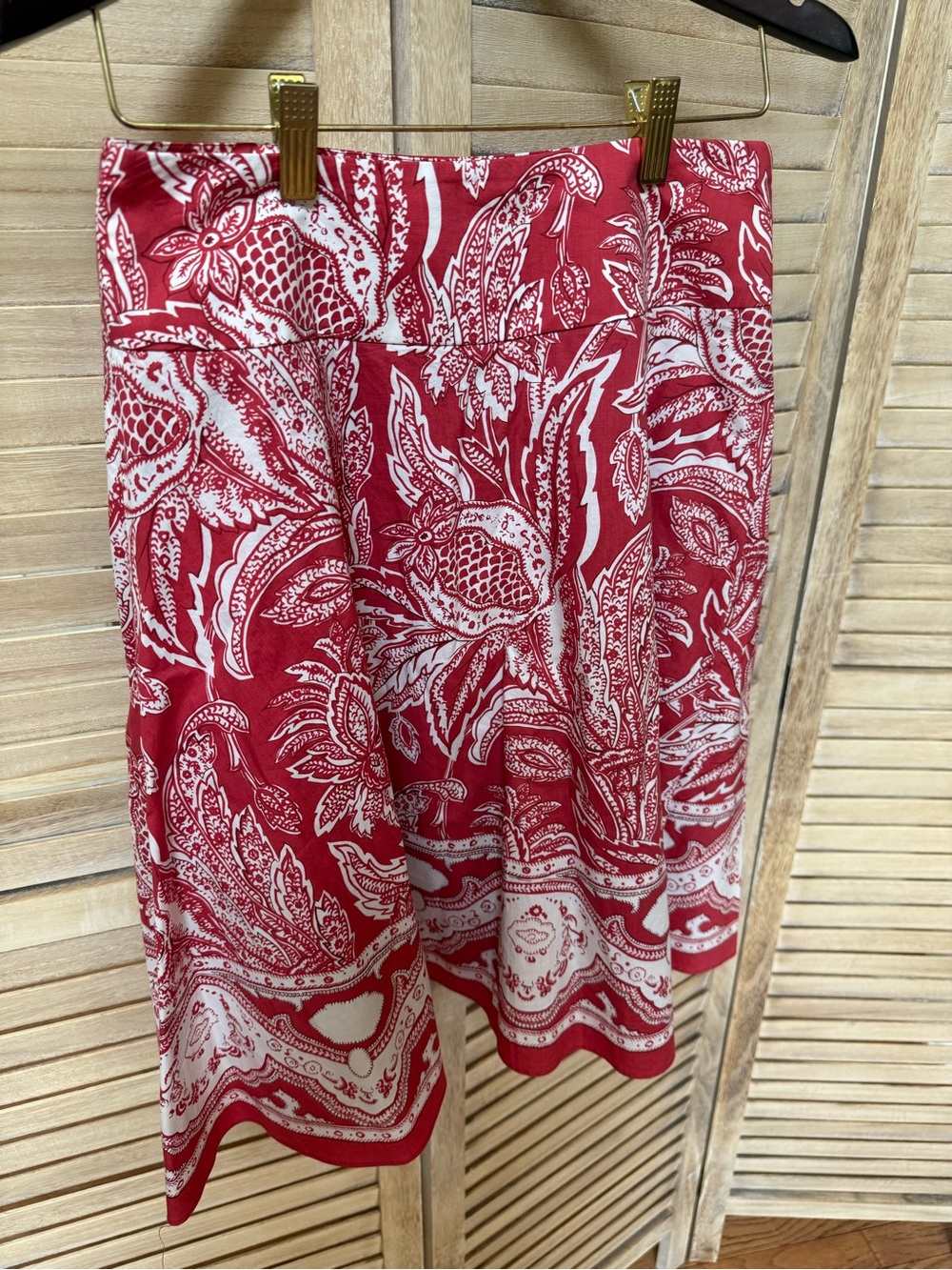 Talbot’s Cotton Lined Coral & White Botanical Paisley A-Line Skirt summer